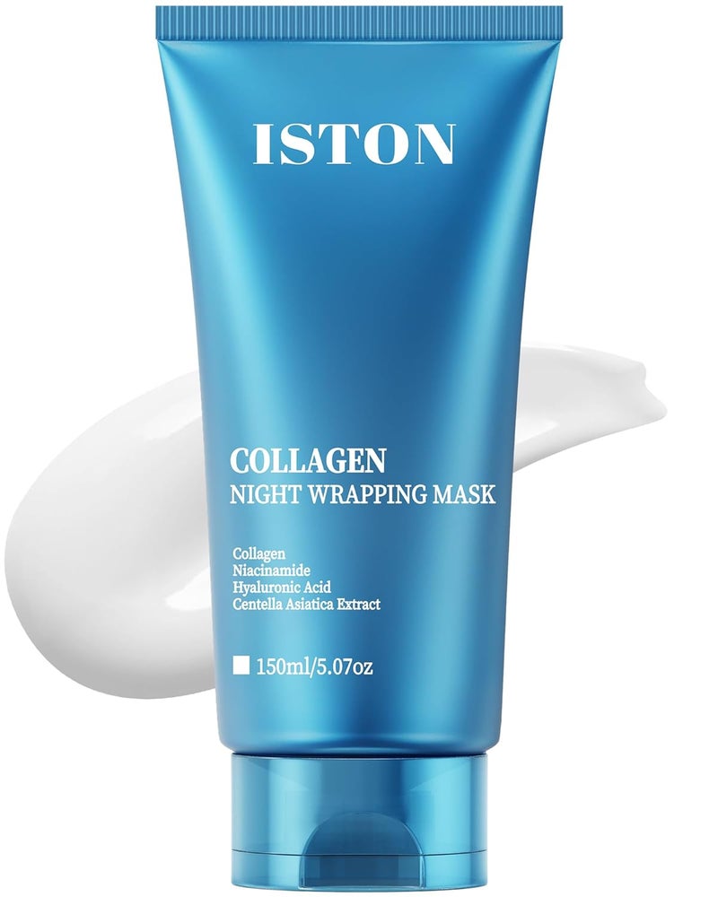 ISTON Collagen Night Wrapping Mask for Glass Skin - Overnight Peel Off for Firmer, Hydrated & Radiant Skin with Hydrolyzed Collagen, Gently Formulated for All Skin Types - 5.07 fl Oz - Image 1